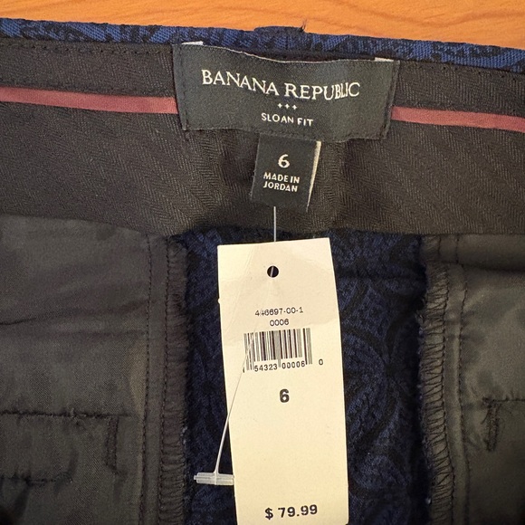 Banana Republic NWT Sloan Fit Navy Patterned Low Rise Ankle Pant - Size 6 - Picture 2 of 7